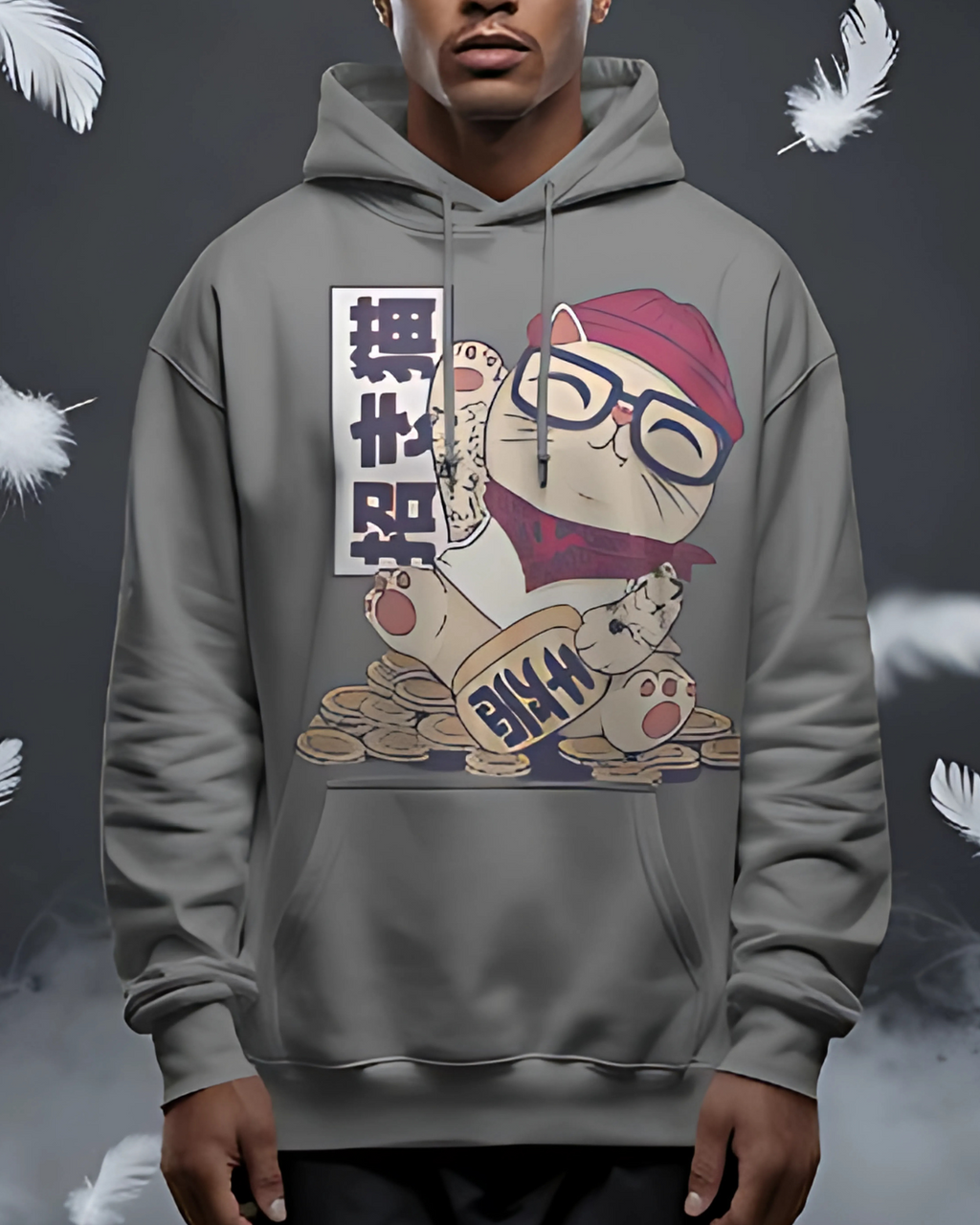 Lucky Cat Fortuna Urbana Hoodie con Capota