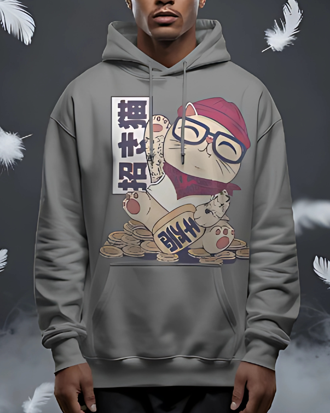 Lucky Cat Fortuna Urbana Hoodie con Capota